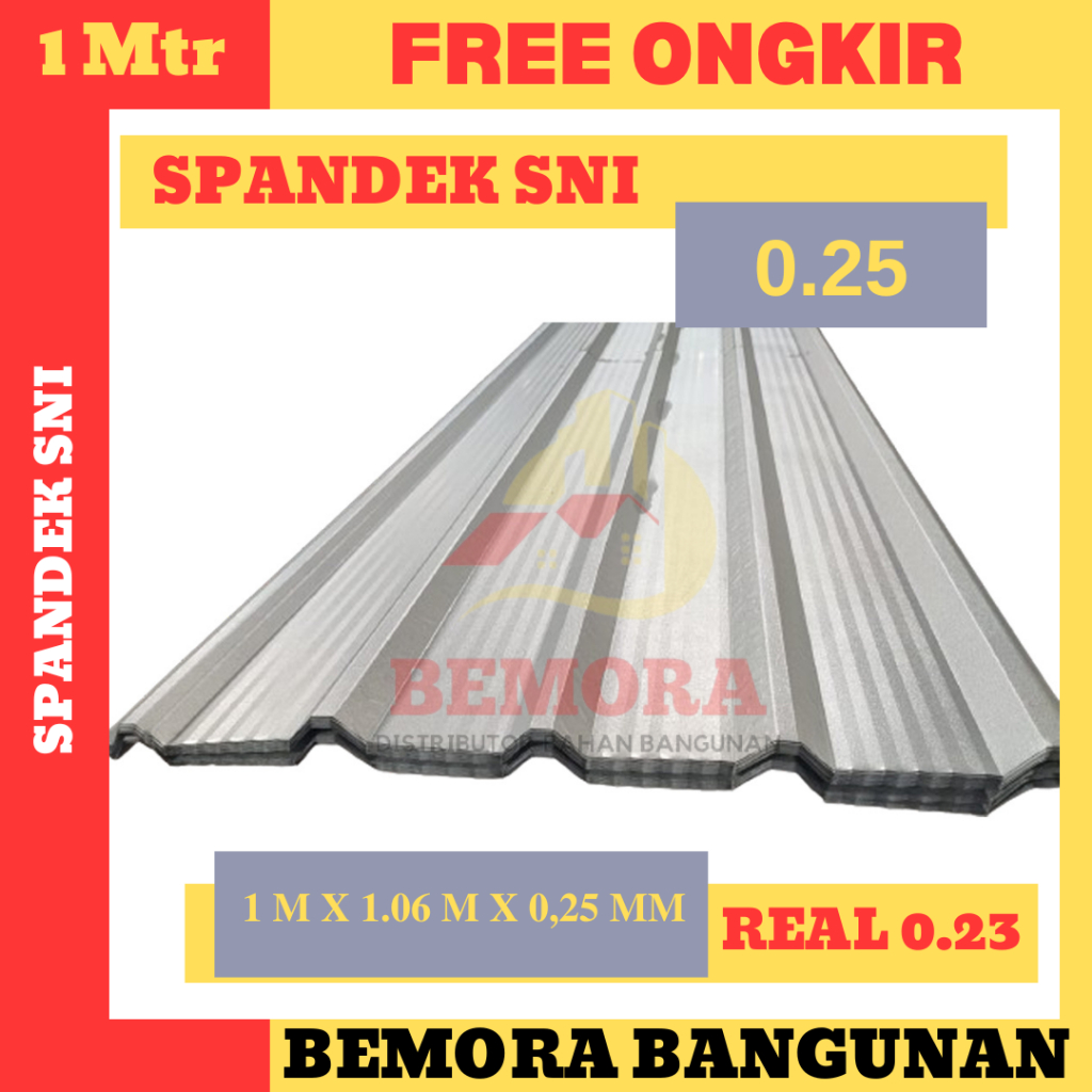Spandek 0.25 mm SNI (0.23) (Harga Grosir & Free Ongkir)