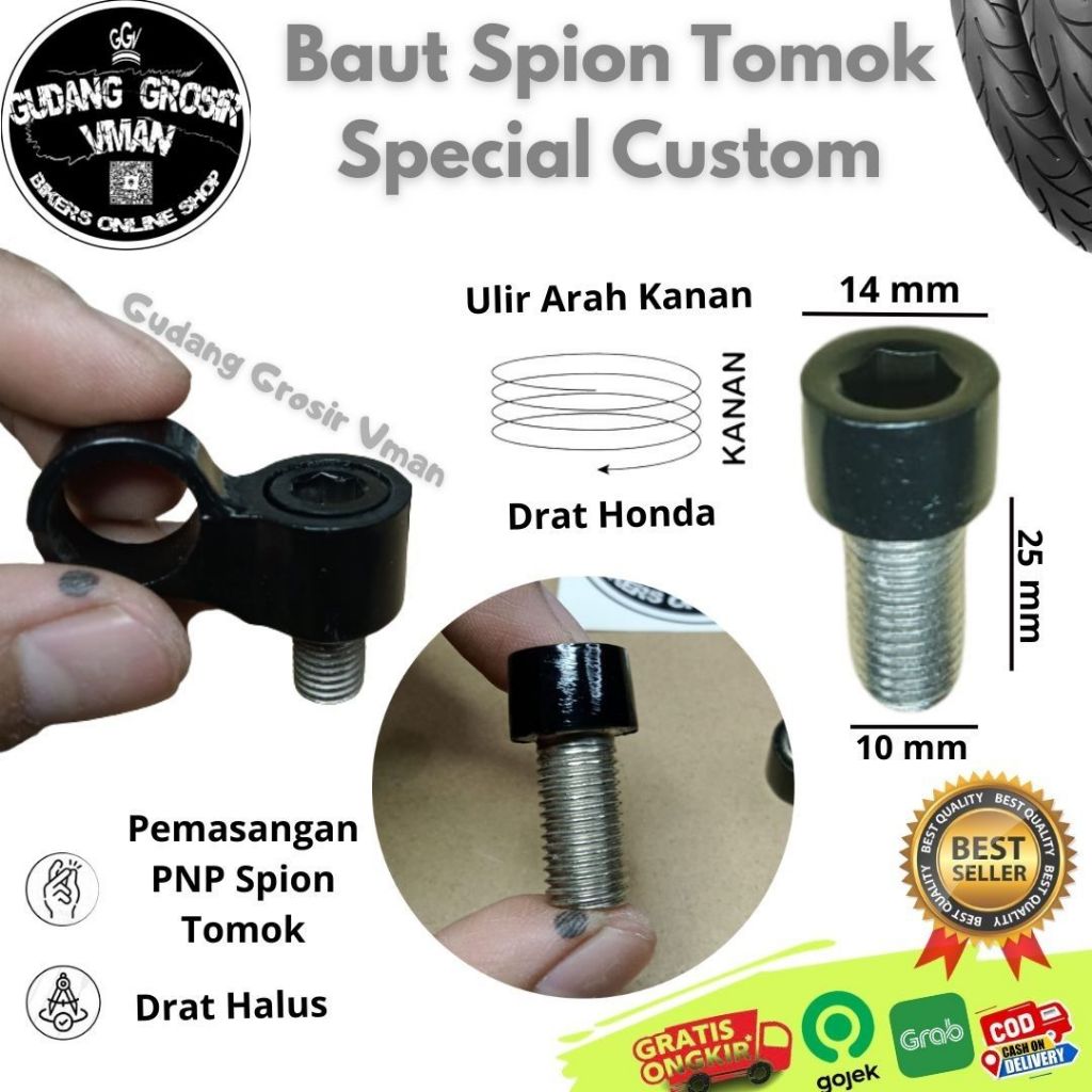 Baut Spion Tomok Drat Kanan Special Costom Drat Honda Baut Tomok Super