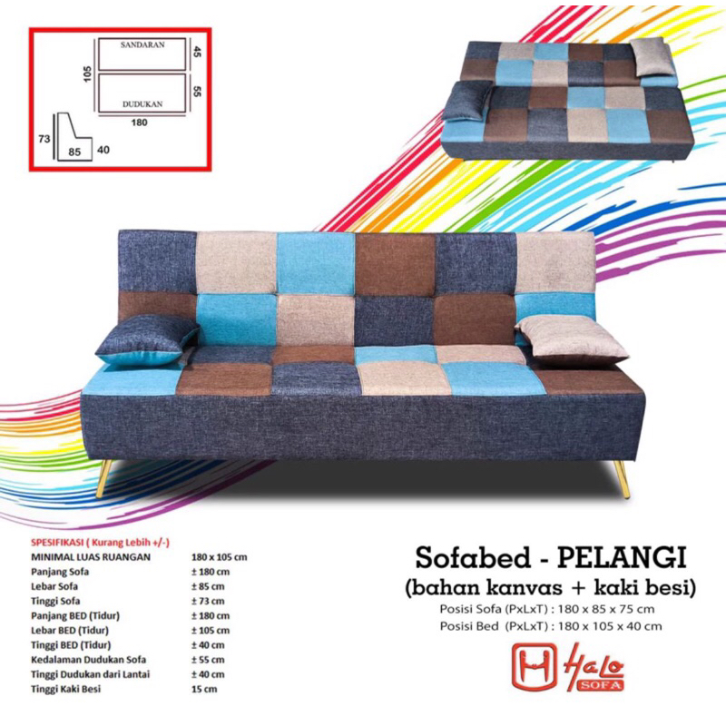 Sofabed pelangi kain kanvas (warna bisa request)