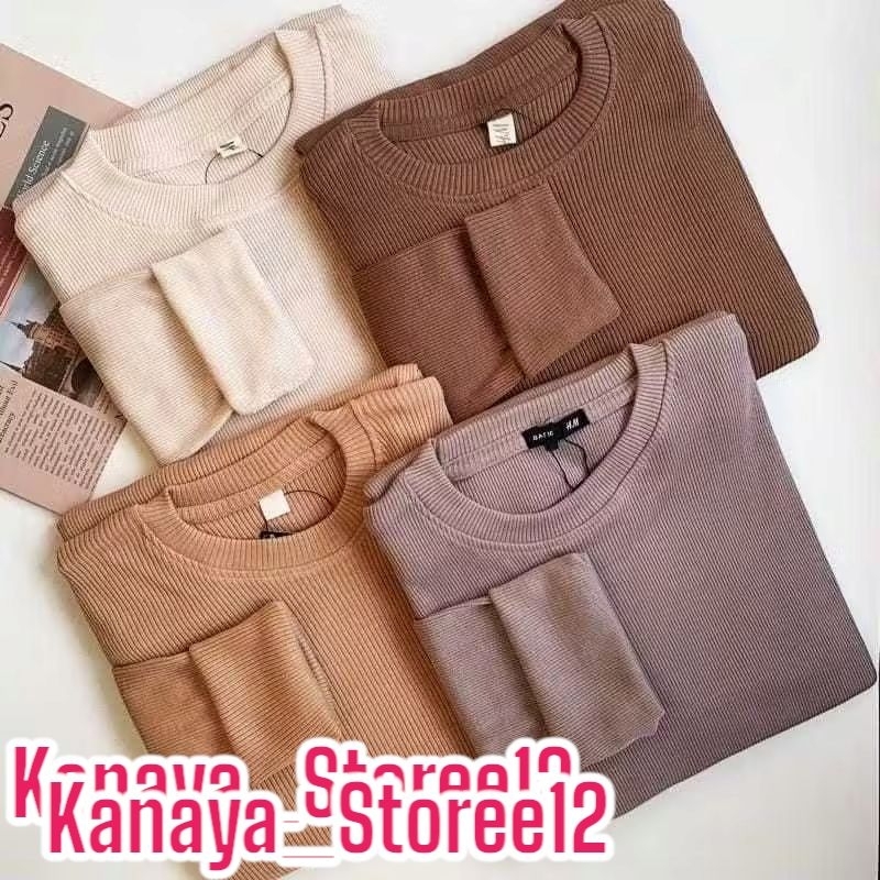 KAOS RIB PREMIUM LENGAN PANJANG WANITA / KAOS RIB TEBAL PREMIUM / KAOS RIB POLOS PANJANG