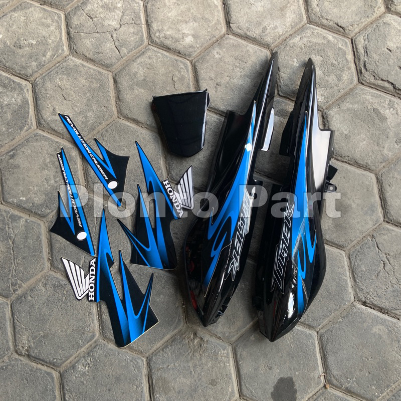 Cover body set Honda Tiger Revo hitam set stiker Biru Hitam bodi samping tirev pece barong
