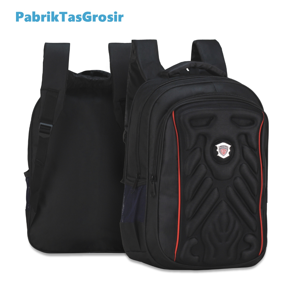 Tas Ransel Pria Polo Paris Original Model Emboss Spider Warna Hitam Tas Ransel Cowok Model Rohis Kan