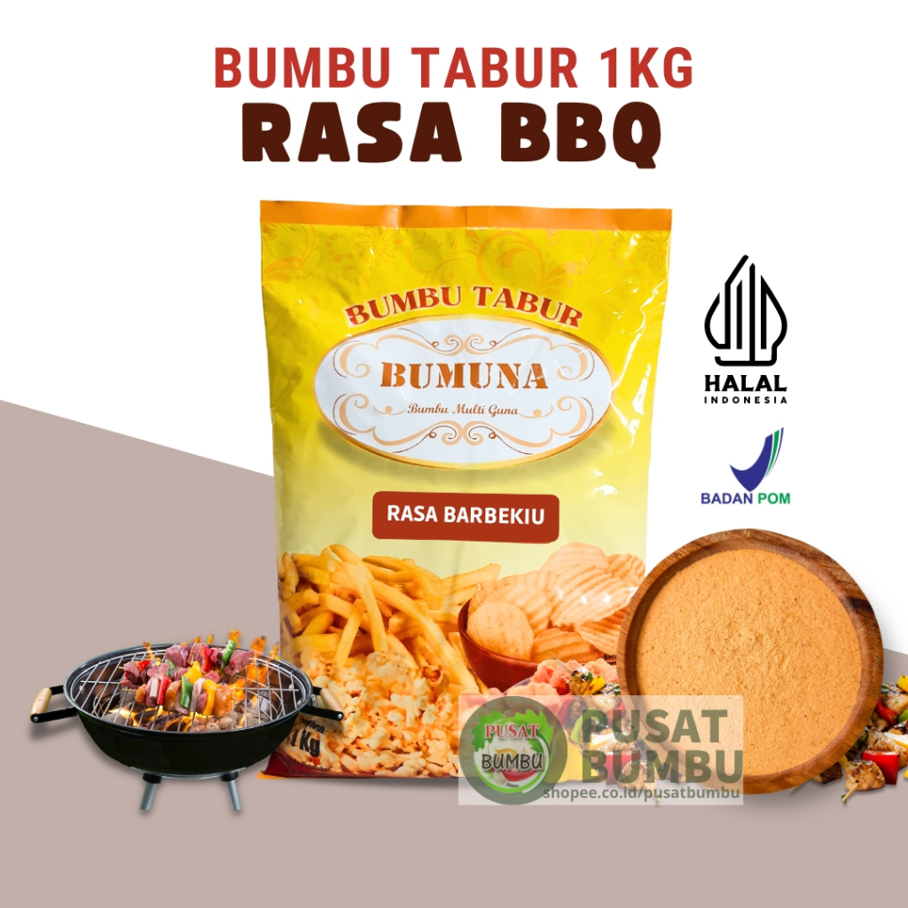 

Bumbu Tabur BBQ 1Kg / Barbeque Premium Bubuk Tabur Bumbu Penyedap Rasa Pusat Bumbu