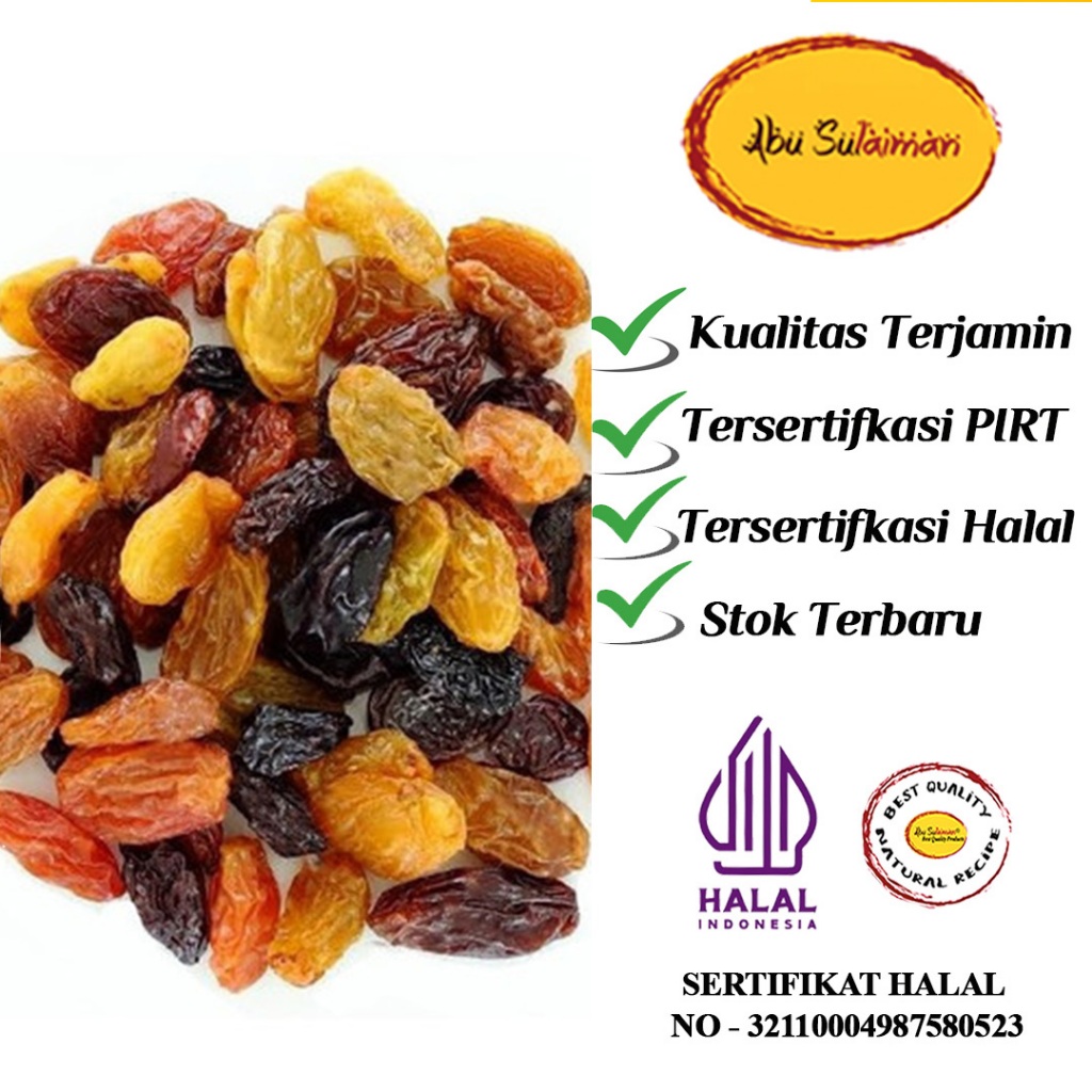 

MIX RAISINS UNSWEETENED 500 GR / KISMIS KUNING DAN HITAM 500 GR / KISMIS CAMPUR 500 GR