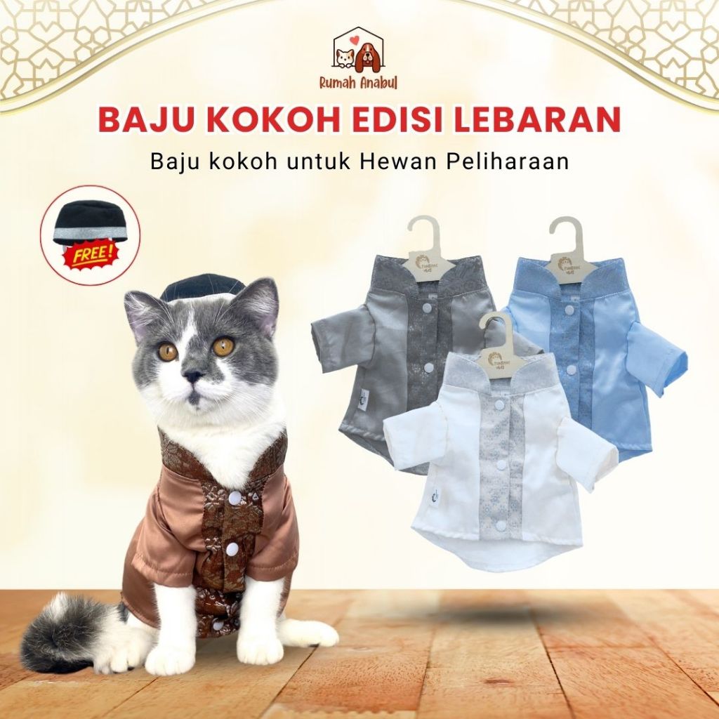 Baju kucing anjing lucu murah/baju koko shirt/baju lebaran murah - Baju Lebaran Anjing Kucing - Baju