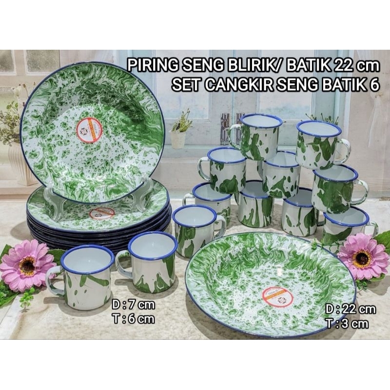 PIRING SENG + CANGKIR SENG BATIK