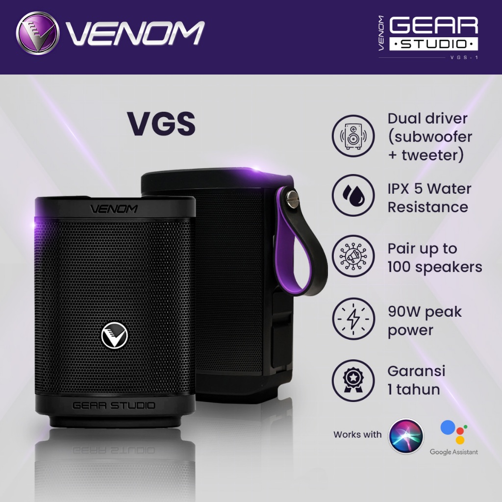 Venom Gear Studio VGS1 Black Edition Bluetooth Speaker Portable Bass Audio Warna Hitam