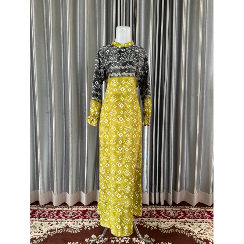 Gamis Jumputan bahan sutra doby