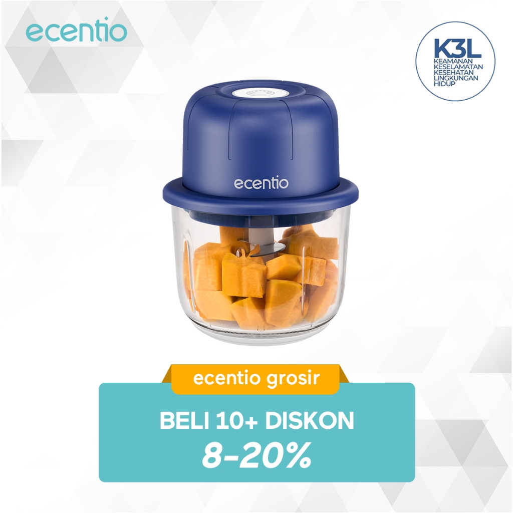 【grosir】ecentio Kaca Mini Chopper Blender Portable 6 blades Bumbu kapsul Alat 304 stainless steel El