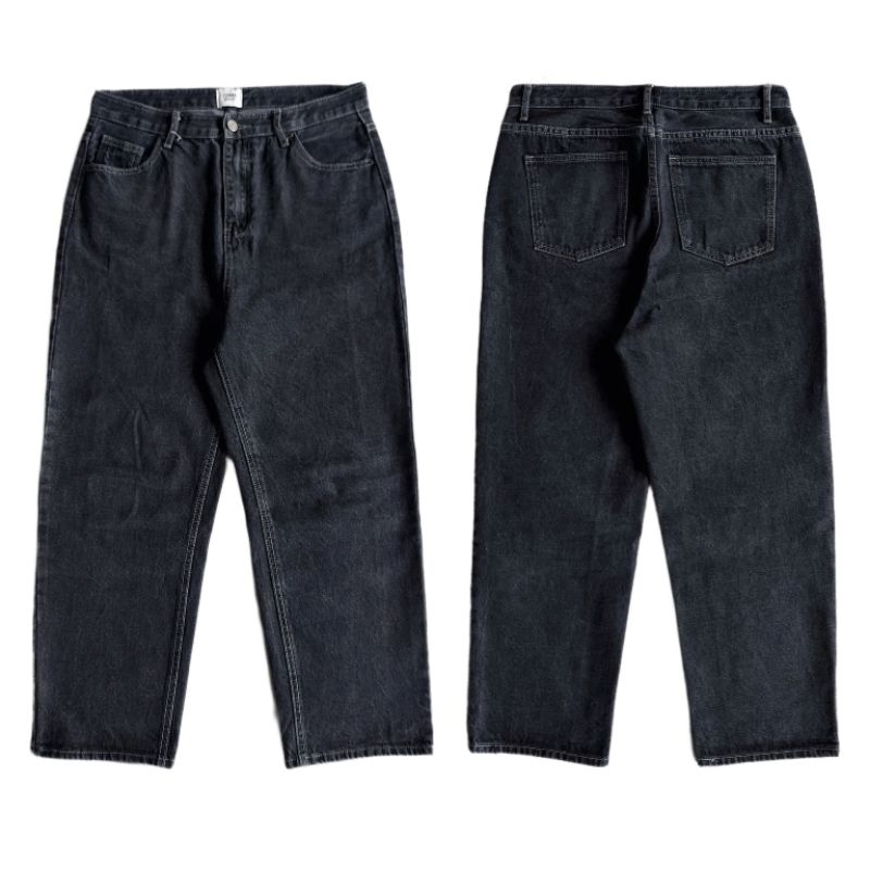 Comma Shop Black Wash Tapered Baggy Jeans