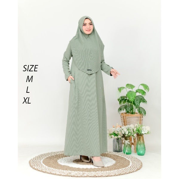 Keyra Dress Batwing Button Knit Premium  Gamis Casual Simpel Panjang Muslim Sporty Busui