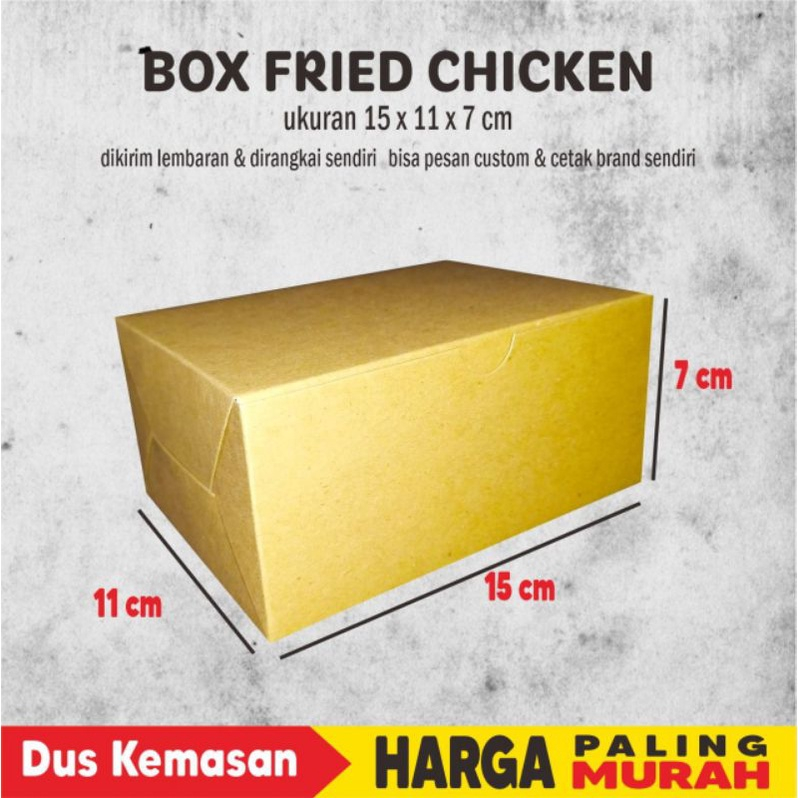 Box Fried Chicken uk 15 x 11 x 7 cm Polos Kraft Laminasi