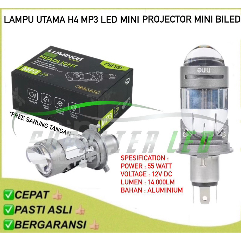 LAMPU BILED PNP H4 MP3 MP3pro MOTOR MOBIL Luximos MINI PROJECTOR MINI BILED