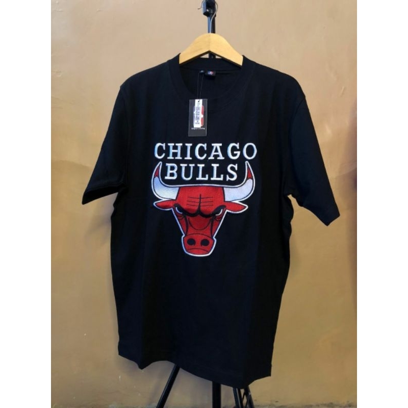 BAJU KAOS PRIA BRANDED CHICAGO BULLS BORDIR FULL HANTAG CATTON 24S