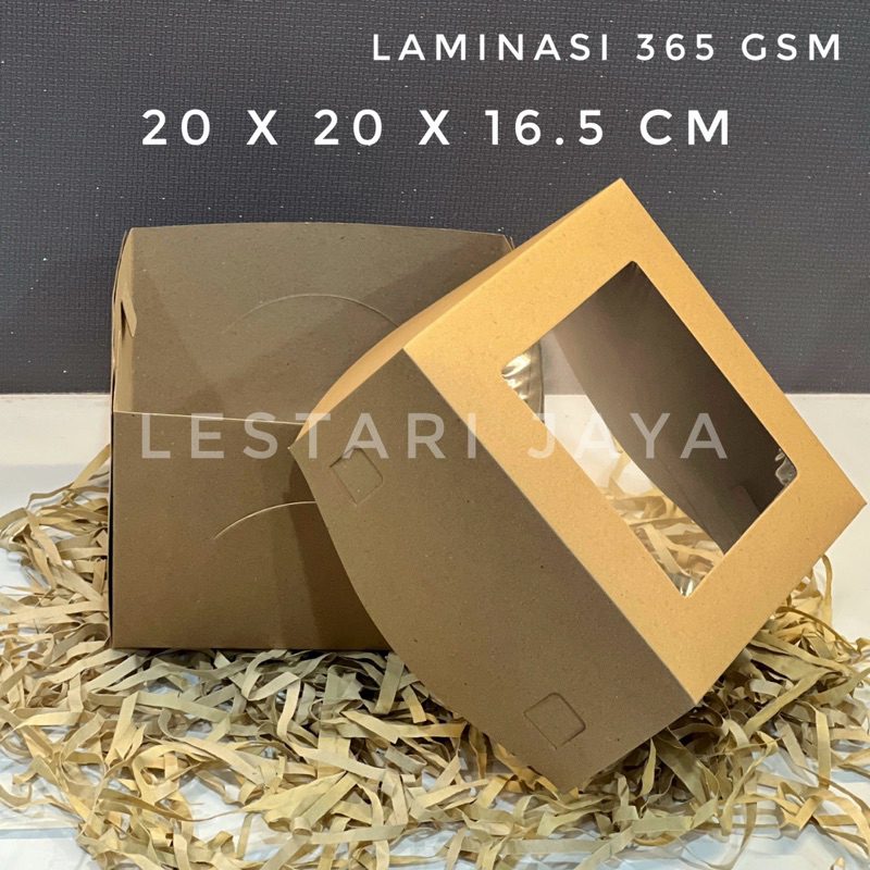 

Box Kraft Coklat LAMINASI JENDELA Untuk Kotak Packing Kue Tart Roti Snack 20X20X16.5 CM