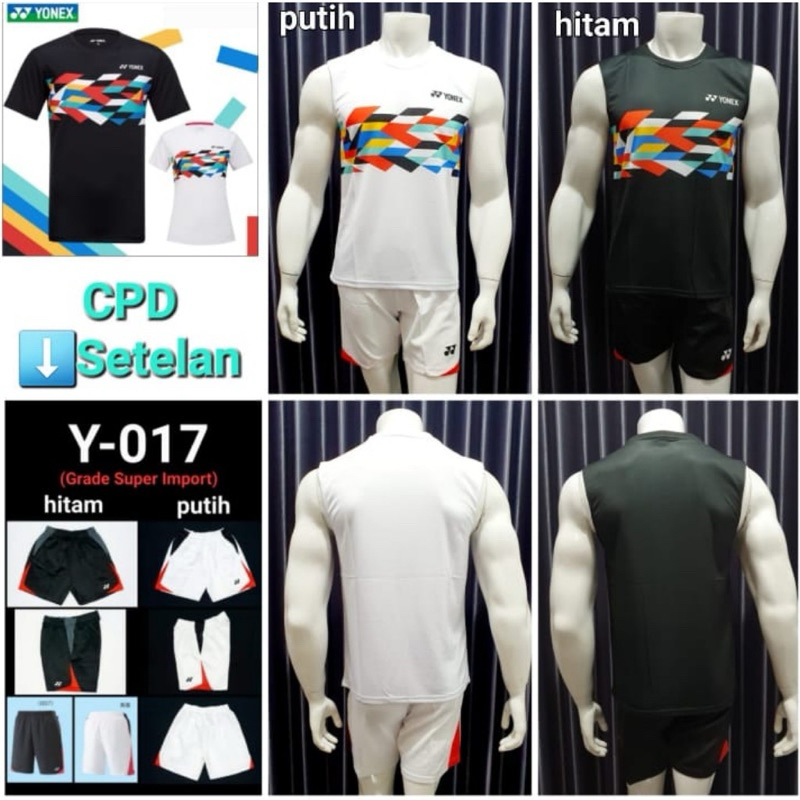 Kaos / Baju Singlet / Lengan Buntung Y-115172 dan Celana Badminton YX Y-017 YX Impor GO