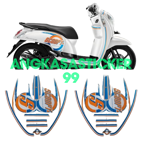 sticker striping body motor honda scoopy sporty 2015 putih