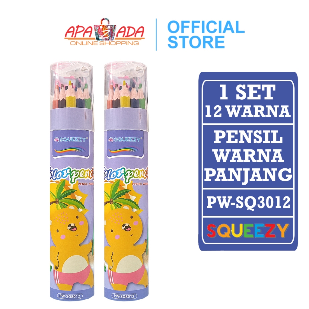 

Apazada - Pensil Warna Panjang Tabung Non Toxic [1 Set - 12 Warna] / Color Pencils SQUEEZY PW-SQ3012