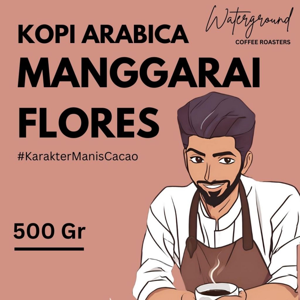 

Waterground Coffee Kopi Arabika Flores Manggarai Biji Kopi GRADE 1 Coffee Single Origin, 500 GR