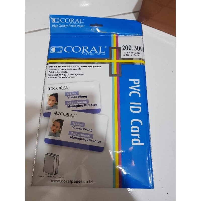 

PVC ID CARD 200X300 MM 5 SET merk CORAL