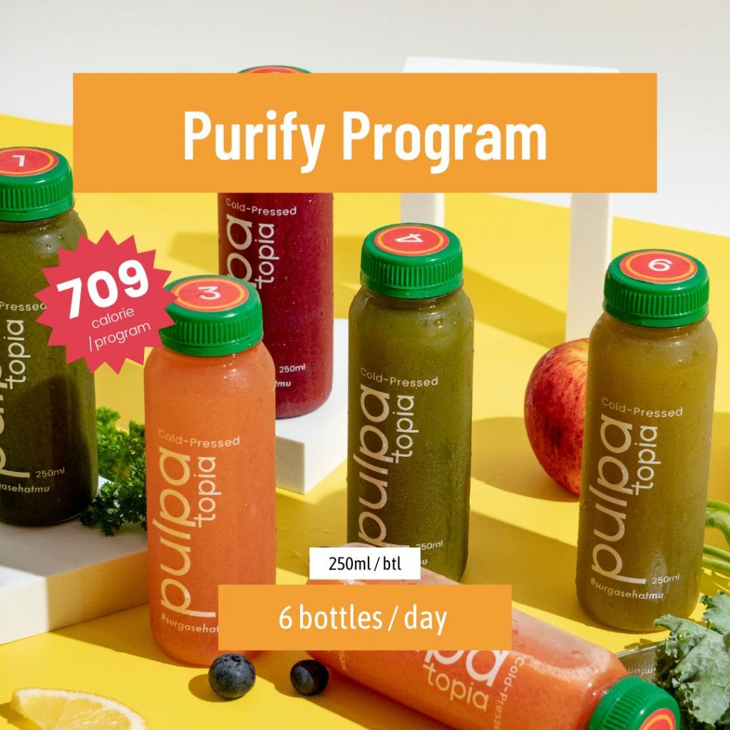 

PAKET DETOX Cold Pressed Juice Purify Cleanse - Juice Cleanse - Jus Sehat - Diet Detox PULPATOPIA