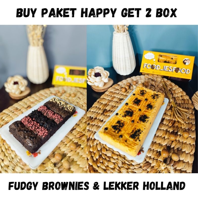 

PAKET HAPPY (FUDGY BROWNIES 20X10Cm + LEKKER HOLLAND 20X10cm)