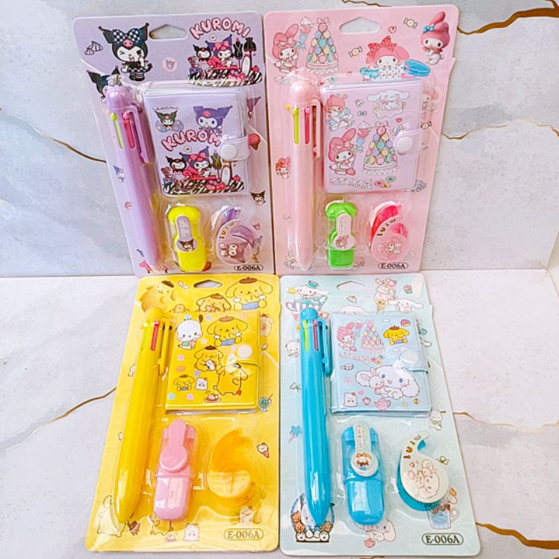 

Stationery Set Berkarakter Sanrio Note Book 4 in 1 Karakter Lucu Warna Cerah