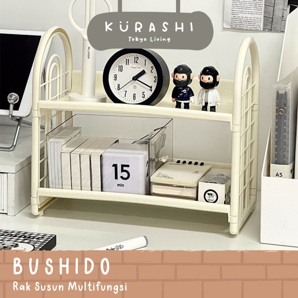 【KURASHI】BUSHIDO Rak Meja Buku ATK Minimalis Desk Organizer Makeup Aesthetic Perapi Kamar Bumbu Dapu
