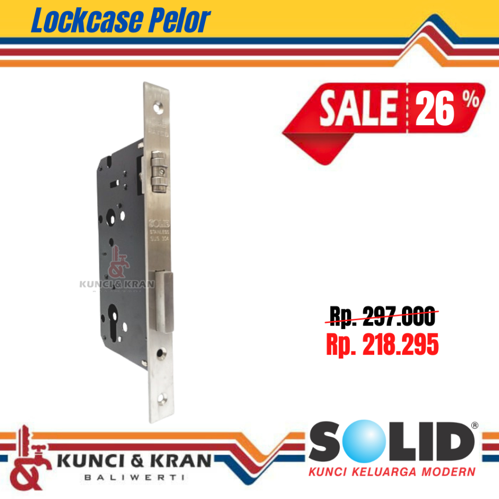 Body Kunci Pelor Solid LC 122 WL - 60 US32D roller lockcase kunci pintu kupu tarung
