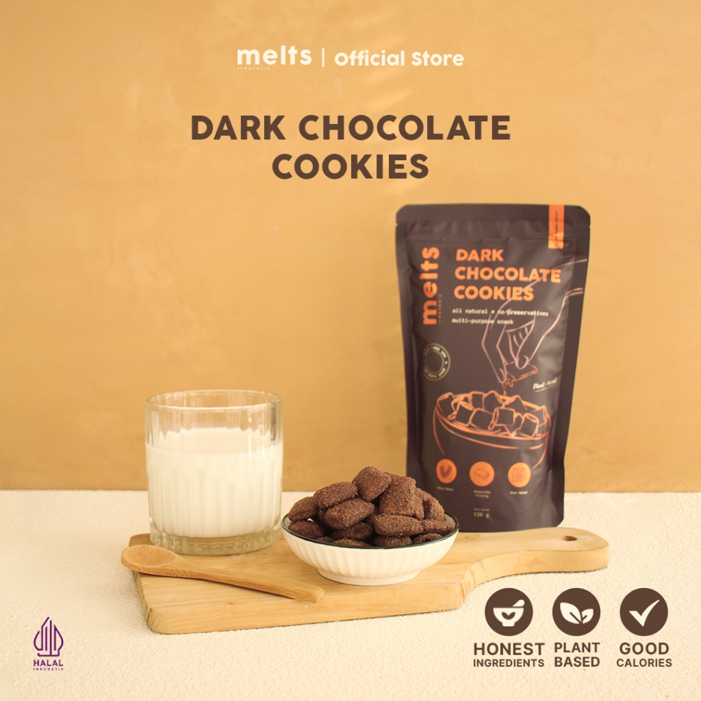 

Melts Dark Chocolate Cookies | Snack Kukis Sereal Cokelat Plant Based Vegan