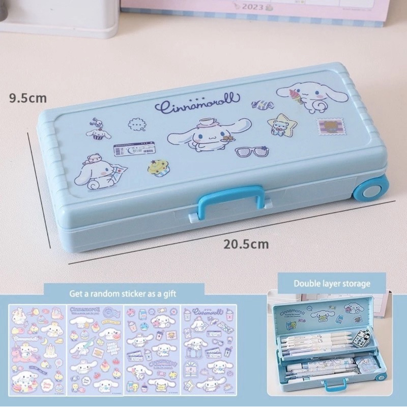 

Kotak Pensil DIY stiker 2 tingkat biru cinnamoroll