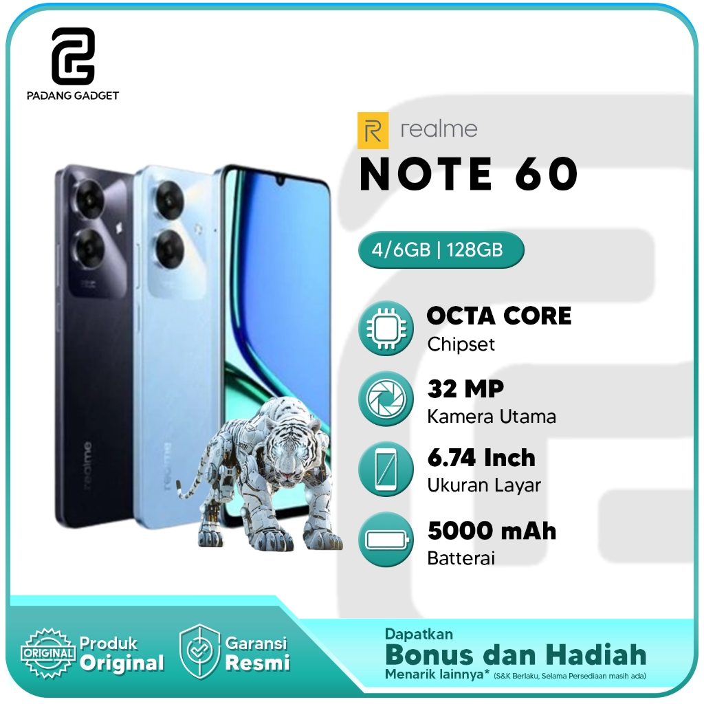 Realme Note 60 6+6/128GB HP Murah Original Garansi Resmi