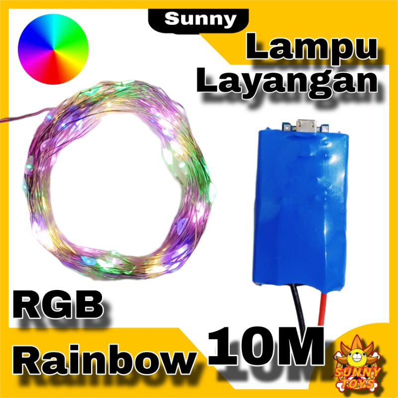 Lampu Layangan 10M Fullset Bisa Dicas RGB Lampu Layangan Panjang 10 Meter RGB Kedip Bisa Dicas Lampu