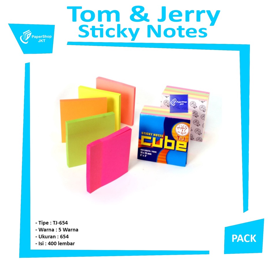 

ORIGINAL TOM JERRY Sticky Notes Warna Cube TJ 654 PCS