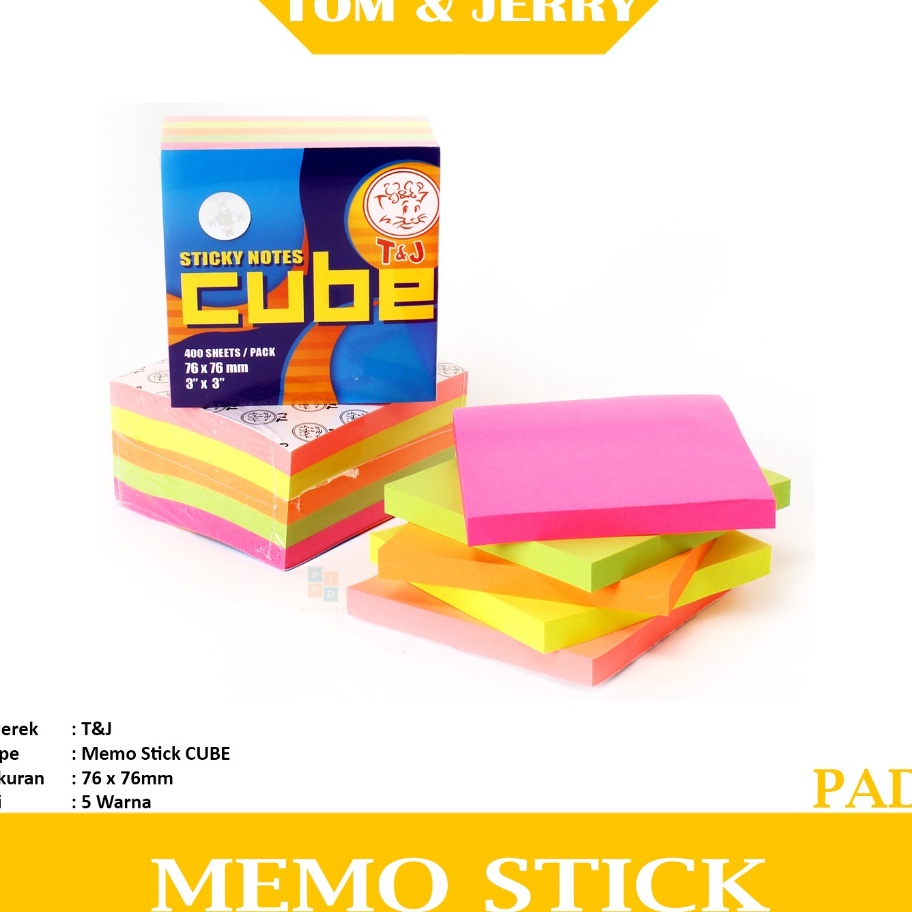 

LANGSUNG ORDER GAN TOM JERRY Sticky Notes Warna Cube 654 Pad