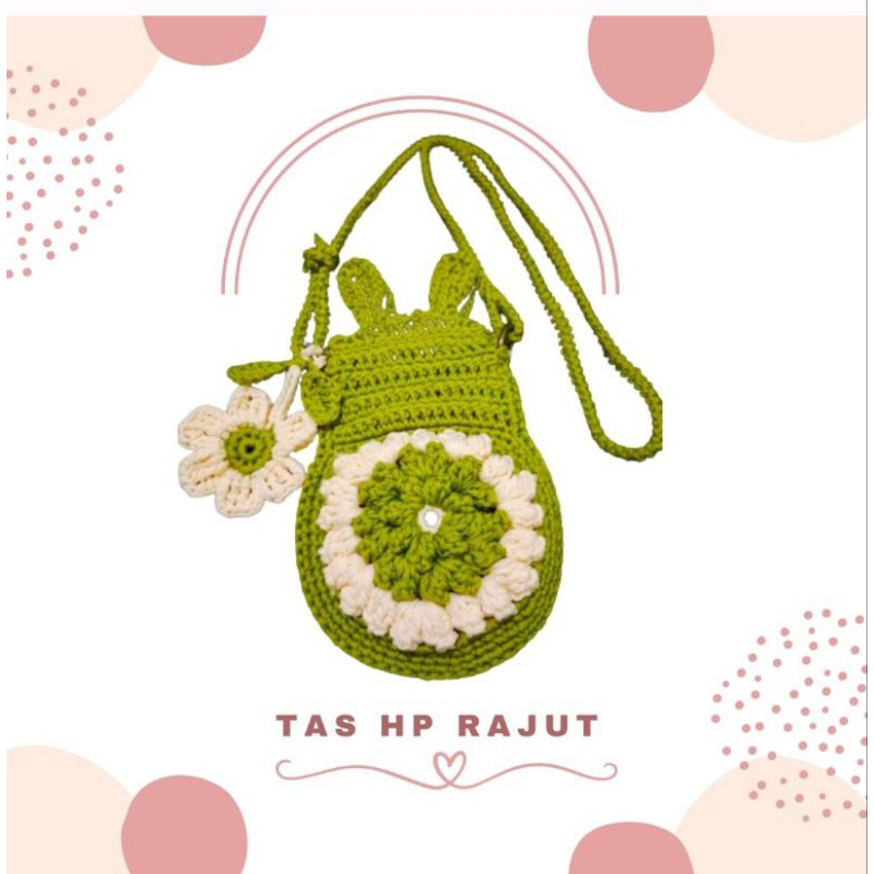 Tas Rajut HP Cantik dan Murah – Sling Bag Handmade Motif Bunga Tali Adjustable