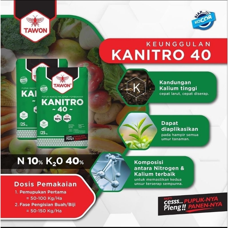 Kanitro 40 pupuk majemuk N 10% K 40% kemasan 2 KG