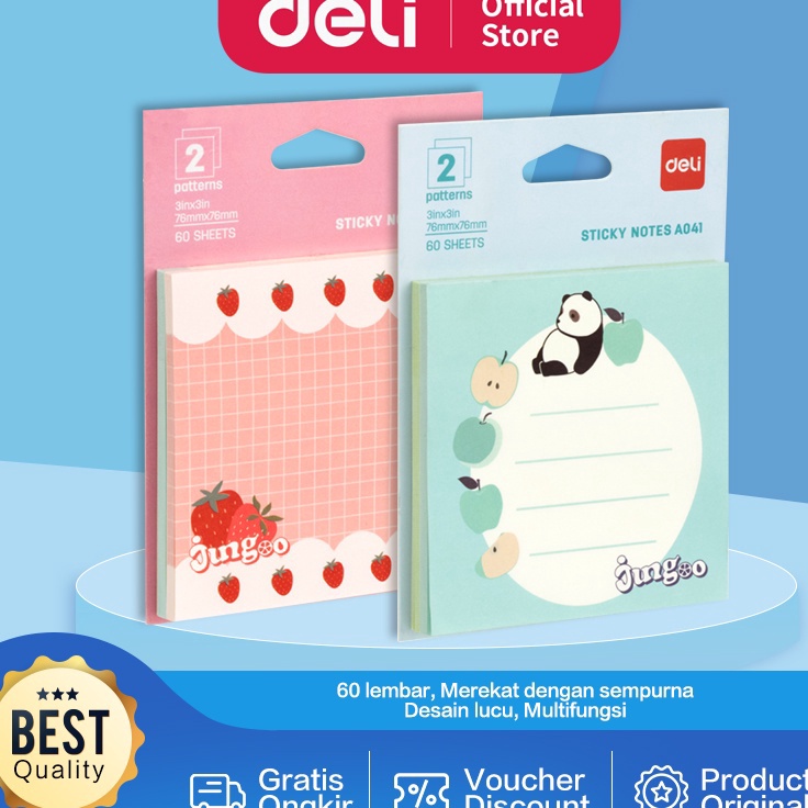 

TERBARU Deli Sticky Notes Memo Tempel Lucu 6 Lembar Merekat Kuat EA41