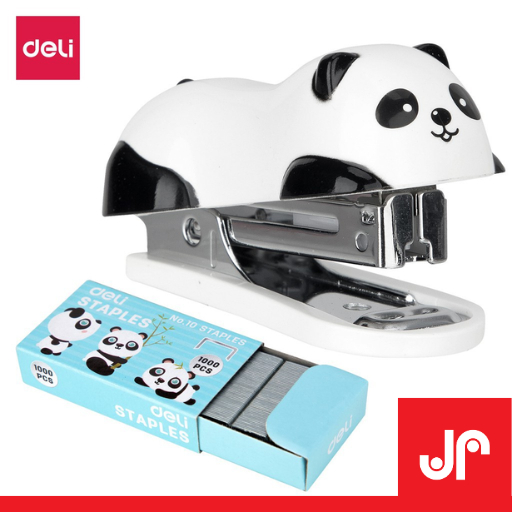 

DELI MINI STAPLER / STAPLER SEKOLAH ANAK MOTIF PANDA LUCU / SET TAPLER ANAK 0453