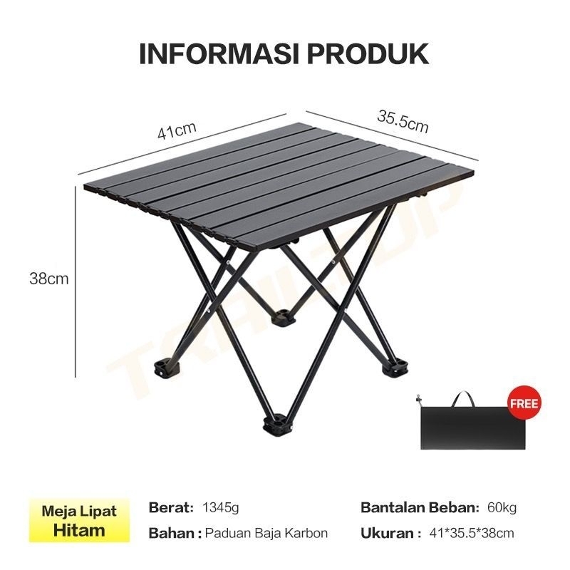 Meja lipat outdoor, meja lipat camping, meja lipat aluminium