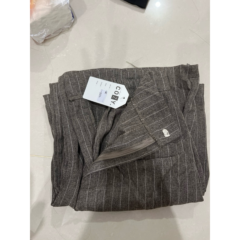 Celana kulot garis warna khaki