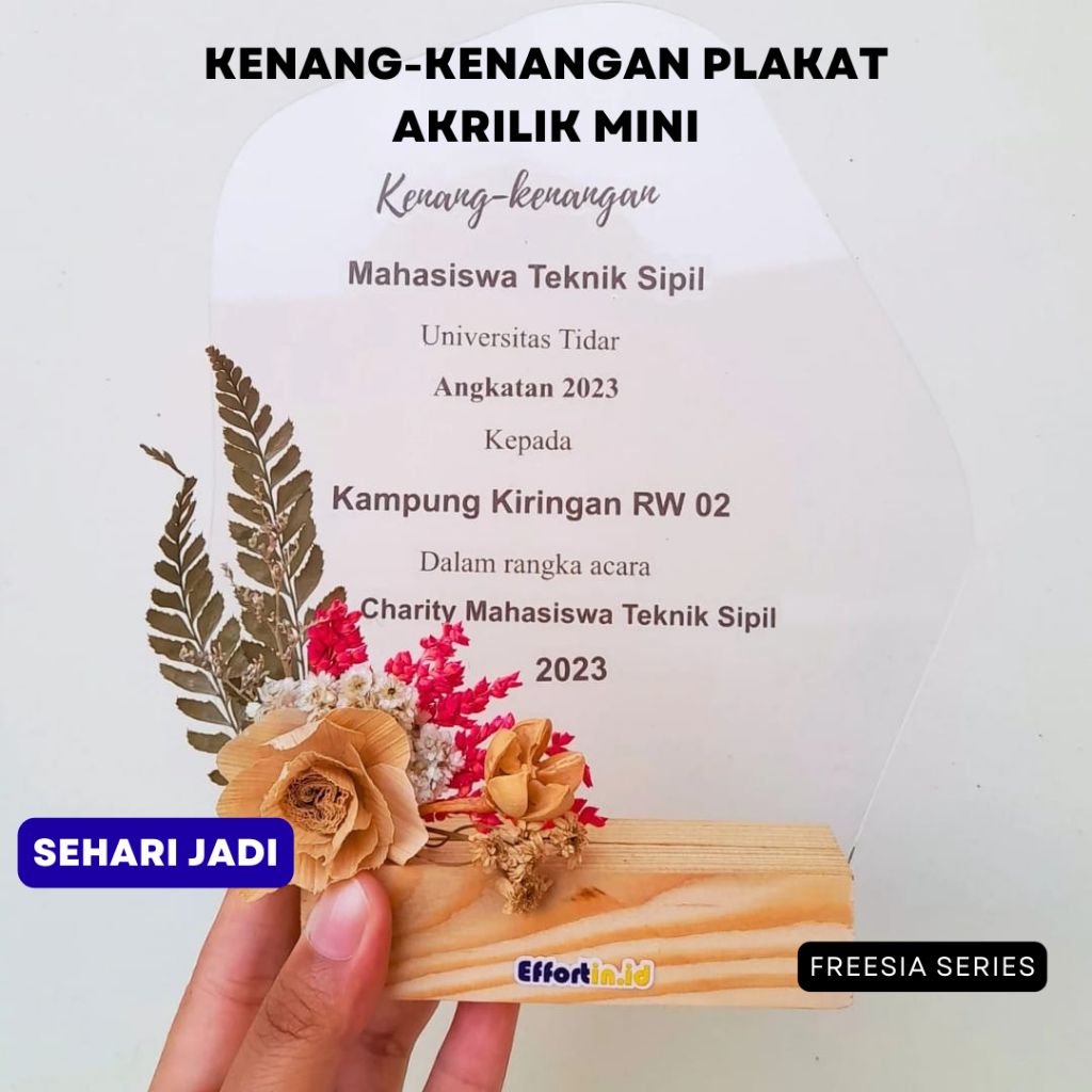 Akrilik Custom - Plakat Akrilik/Kenang-Kenangan Perpisahaan KKN | guru | ucapan terimkasih bunga ker