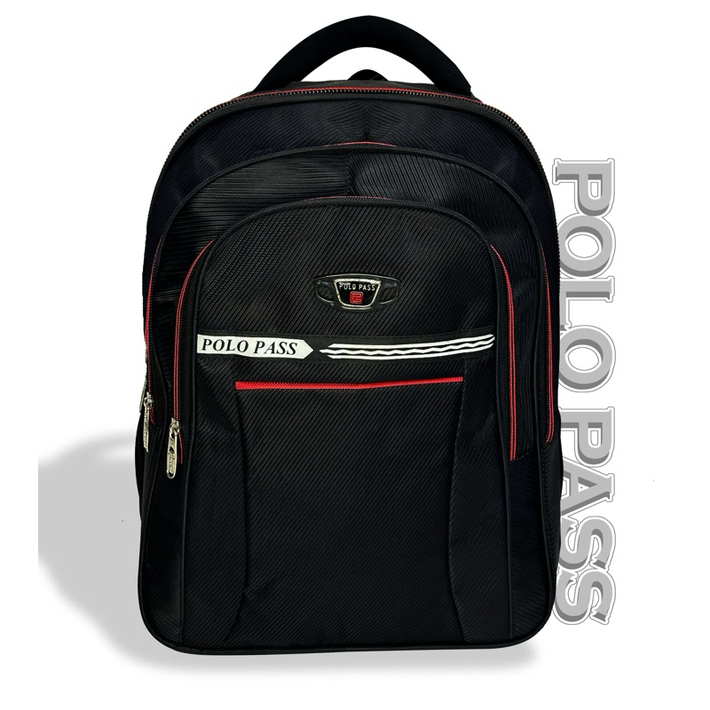POLO PASS Tas ransel sekolah premium super awet SD SMP black solid SPS212