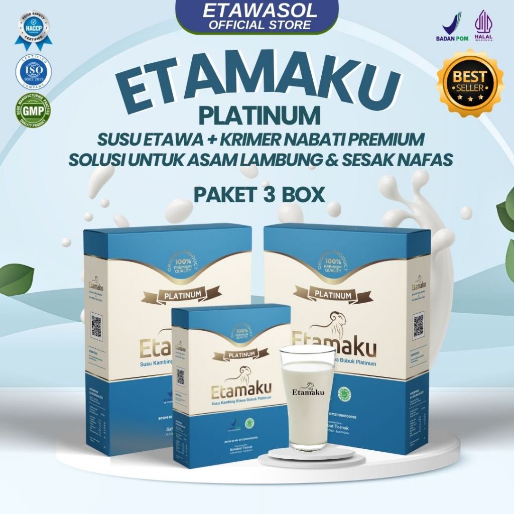

Etamaku Susu Kambing Etawa Untuk Kesehatan Lambung dan Pencernaan Kemasan 250gr Paket 3 Box