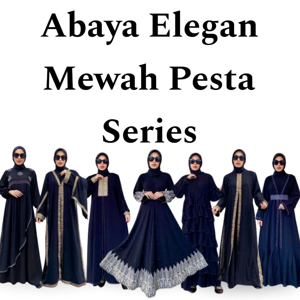 Galeri Lyla Abaya Hitam Gamis Saudi Jetblack Premium  Gamis Pesta Gamis Elegan Mewah - ABAYA ELEGAN 