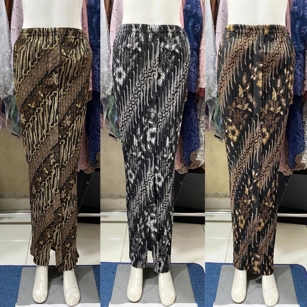 PROMO TERBATAS Rok Plisket Batik Wiru/Rok Plisket Wiron Instan/Bawahan Kebaya Wanita Instan Wiru