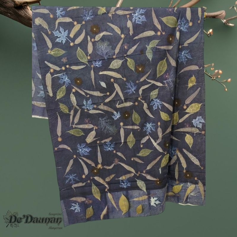 kain ecoprint batik warna alam cetak daun original