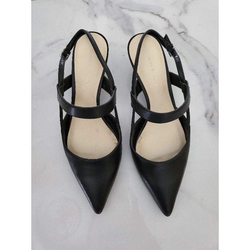 CUCI GUDANG ORI preloved charles & keith sepatu wanita heels hitam ukuran 34