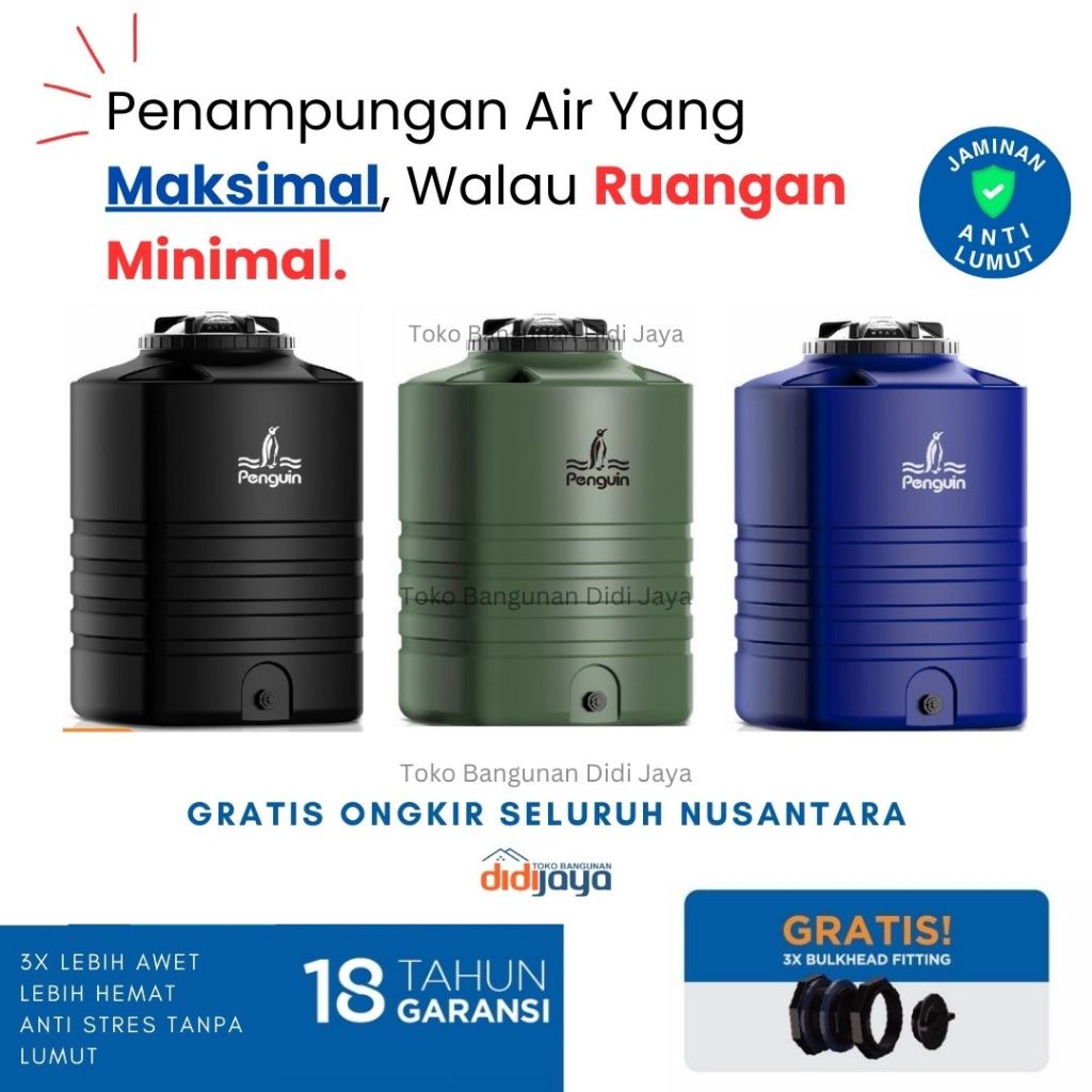 Tandon Air Kotak Kubik Penguin TE 55 500 Liter | Toren Air | Tangki Air Tanam Penguin