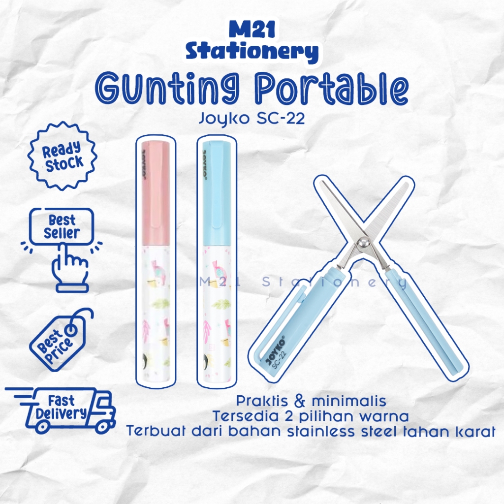 

GUNTING JOYKO SC-22 / GUNTING LIPAT PORTABLE MINIMALIS SC22 MOTIF LUCU ALAT POTONG KERTAS MINI SCISSORS ALAT TULIS KANTOR KAMPUS SEKOLAH MURAH LENGKAP / M21 STATIONERY JOGJA